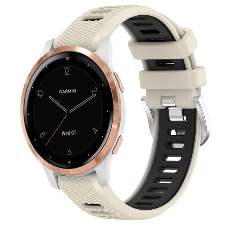 For Garmin Active S 18mm Sports Two-Color Steel Buckle Silicone Watch Band(Starlight+Black) - Smart Wear by PMC TechLife | Online Shopping South Africa | PMC TechLife