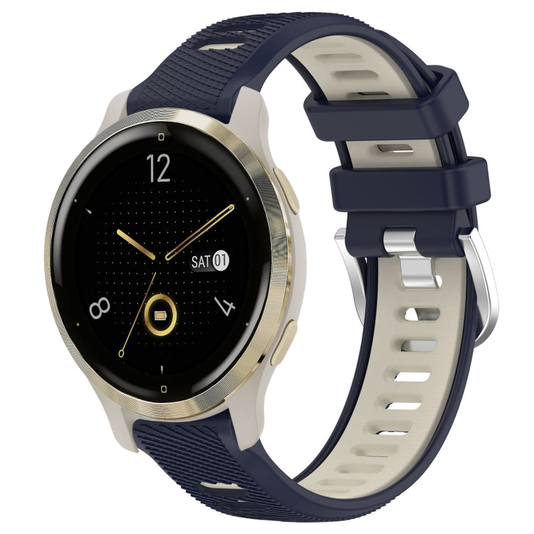 For Garmin Venu 2S 18mm Sports Two-Color Steel Buckle Silicone Watch Band(Midnight Blue+Starlight) - Smart Wear by PMC TechLife | Online Shopping South Africa | PMC TechLife