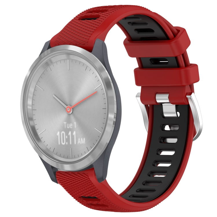 For Garmin Vivomove 3S 18mm Sports Two-Color Steel Buckle Silicone Watch Band(Red+Black) -  by PMC TechLife | Online Shopping South Africa | PMC TechLife