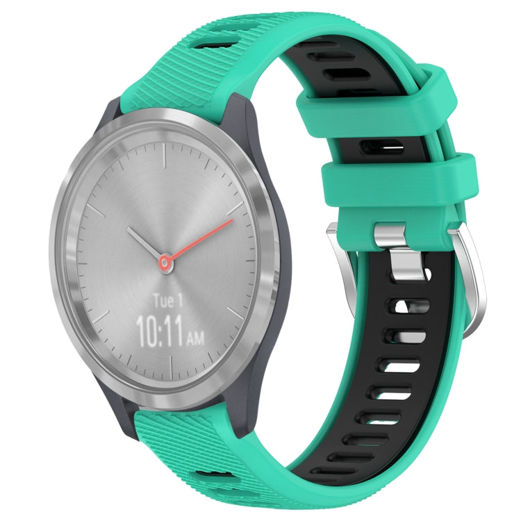 For Garmin Vivomove 3S 18mm Sports Two-Color Steel Buckle Silicone Watch Band(Lake Blue+Black) -  by PMC TechLife | Online Shopping South Africa | PMC TechLife