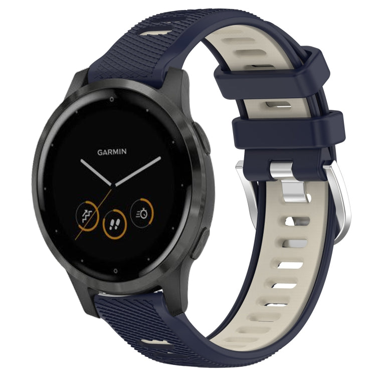 For Garmin Vivoactive 4S 18mm Sports Two-Color Steel Buckle Silicone Watch Band(Midnight Blue+Starlight) -  by PMC TechLife | Online Shopping South Africa | PMC TechLife