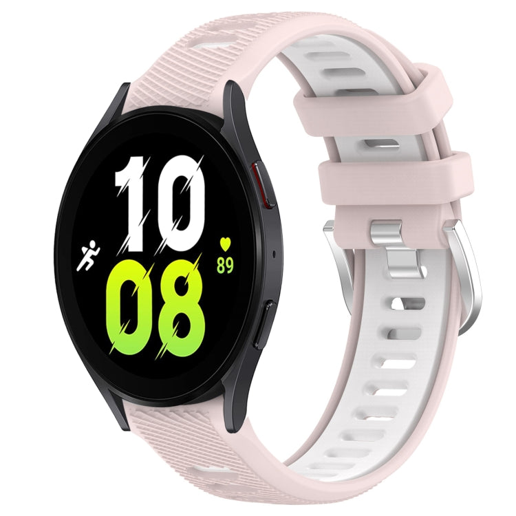 For Samsung Galaxy Watch5 44mm 20mm Sports Two-Color Steel Buckle Silicone Watch Band(Pink+White) - Smart Wear by PMC TechLife | Online Shopping South Africa | PMC TechLife