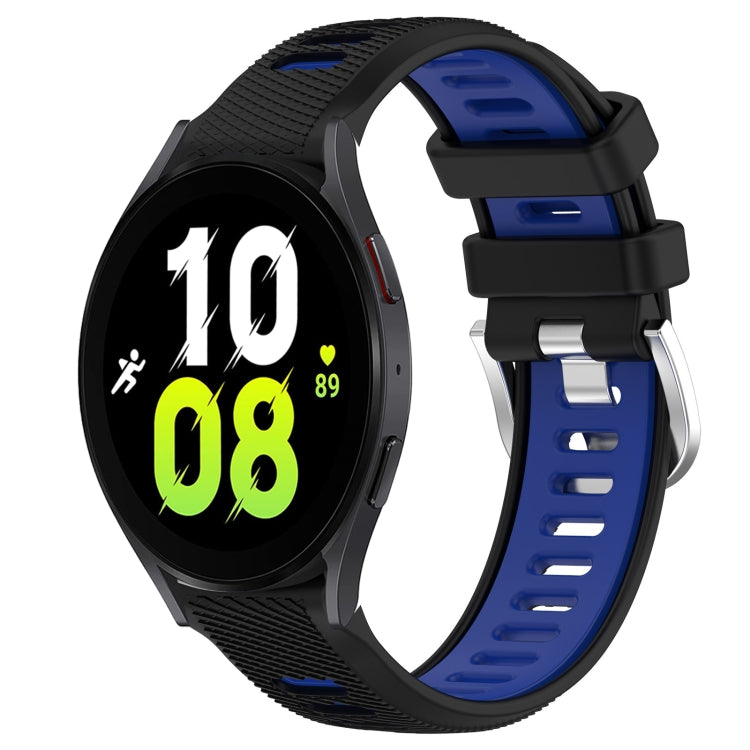 For Samsung Galaxy Watch5 44mm 20mm Sports Two-Color Steel Buckle Silicone Watch Band(Black+Blue) - Smart Wear by PMC TechLife | Online Shopping South Africa | PMC TechLife