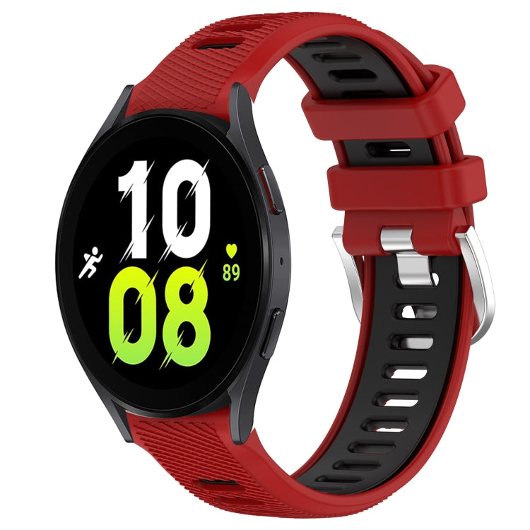 For Samsung Galaxy Watch5 44mm 20mm Sports Two-Color Steel Buckle Silicone Watch Band(Red+Black) - Smart Wear by PMC TechLife | Online Shopping South Africa | PMC TechLife