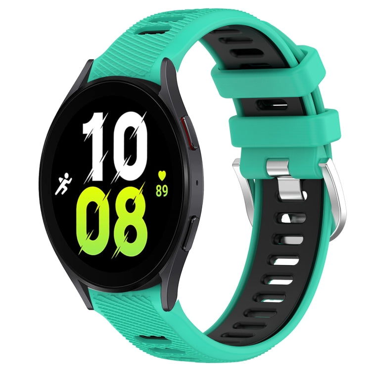 For Samsung Galaxy Watch5 44mm 20mm Sports Two-Color Steel Buckle Silicone Watch Band(Lake Blue+Black) - Smart Wear by PMC TechLife | Online Shopping South Africa | PMC TechLife