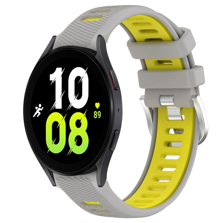 For Samsung Galaxy Watch5 44mm 20mm Sports Two-Color Steel Buckle Silicone Watch Band(Grey+Yellow) - Smart Wear by PMC TechLife | Online Shopping South Africa | PMC TechLife