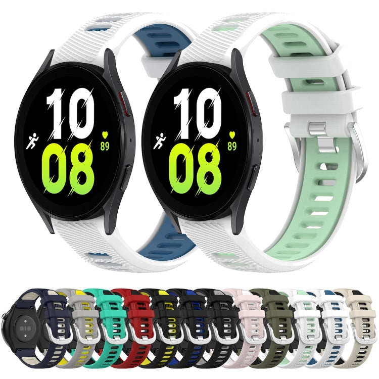 For Samsung Galaxy Watch5 44mm 20mm Sports Two-Color Steel Buckle Silicone Watch Band(Red+Black) - Smart Wear by PMC TechLife | Online Shopping South Africa | PMC TechLife