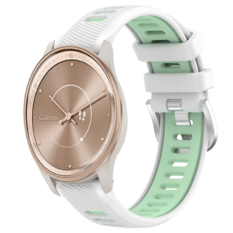 For Garmin move Trend 20mm Sports Two-Color Steel Buckle Silicone Watch Band(White+Teal) -  by PMC TechLife | Online Shopping South Africa | PMC TechLife