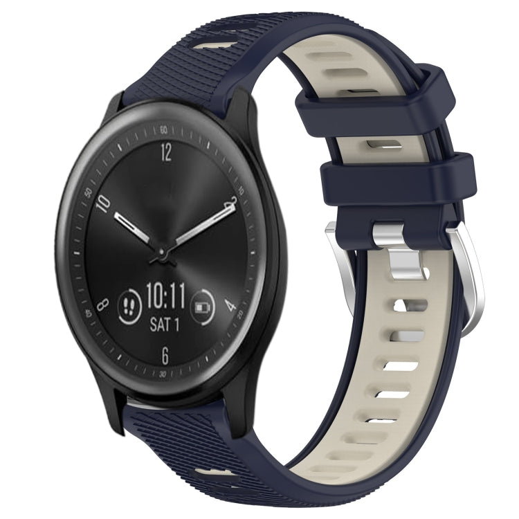 For Garmin Vivomove Sport 20mm Sports Two-Color Steel Buckle Silicone Watch Band(Midnight Blue+Starlight) - Smart Wear by PMC TechLife | Online Shopping South Africa | PMC TechLife