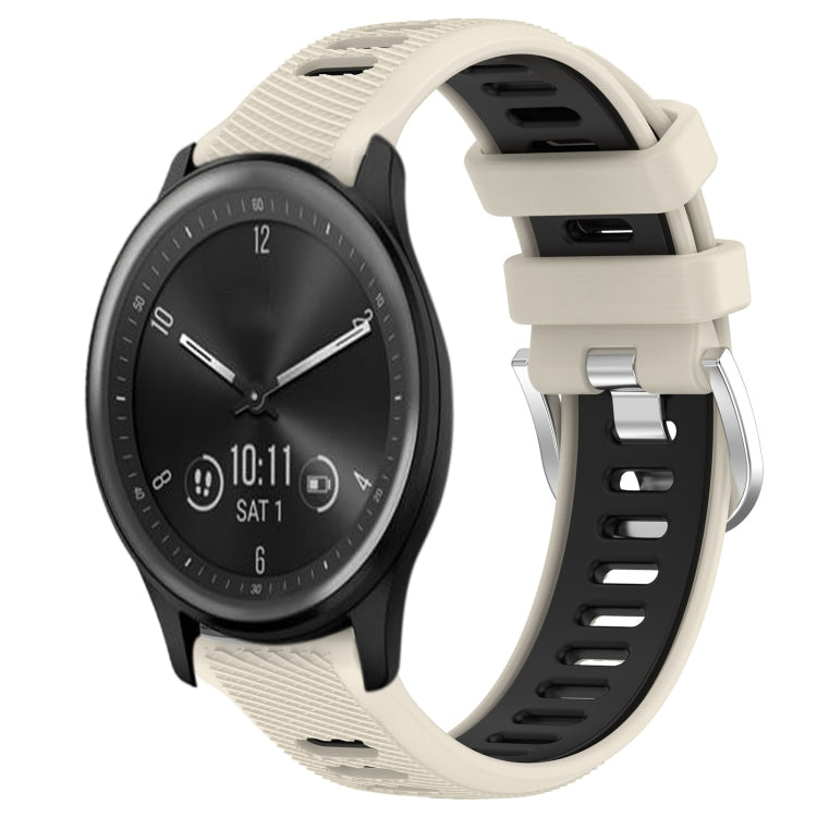 For Garmin Vivomove Sport 20mm Sports Two-Color Steel Buckle Silicone Watch Band(Starlight+Black) -  by PMC TechLife | Online Shopping South Africa | PMC TechLife