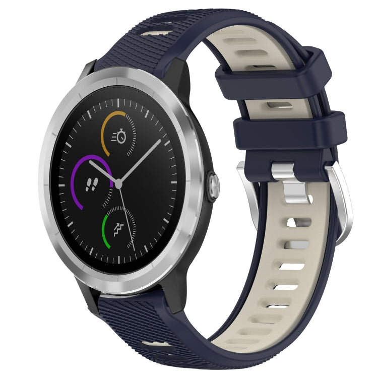 For Garmin Vivoactive3 20mm Sports Two-Color Steel Buckle Silicone Watch Band(Midnight Blue+Starlight) - Smart Wear by PMC TechLife | Online Shopping South Africa | PMC TechLife