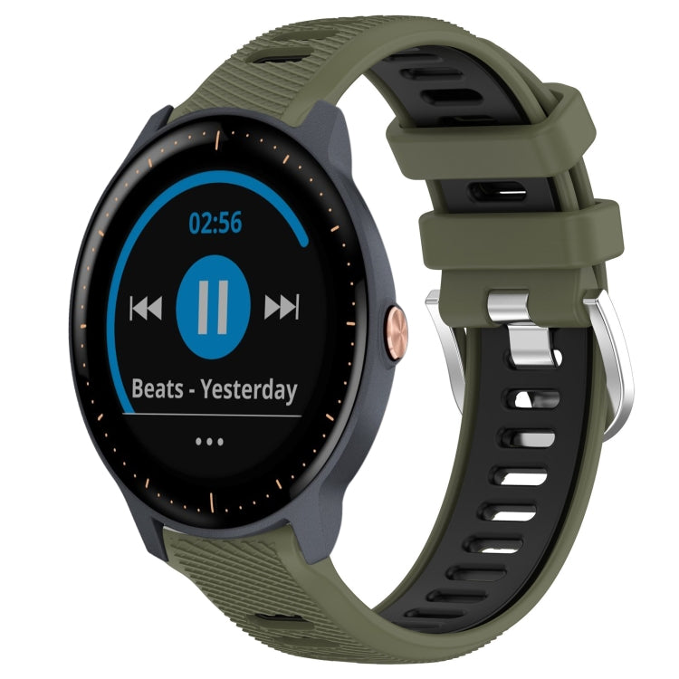 For Garmin Vivoactive3 Music 20mm Sports Two-Color Steel Buckle Silicone Watch Band(Army Green+Black) -  by PMC TechLife | Online Shopping South Africa | PMC TechLife
