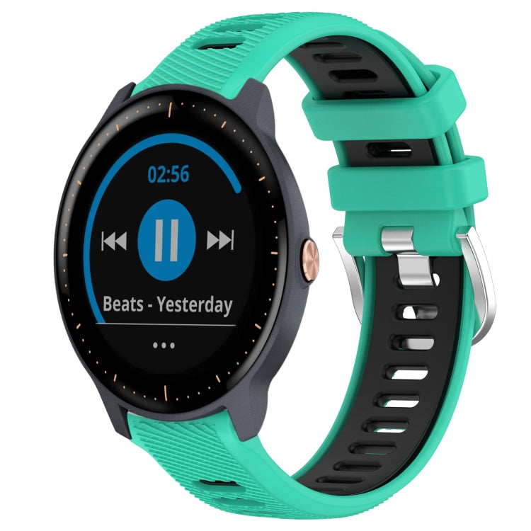 For Garmin Vivoactive3 Music 20mm Sports Two-Color Steel Buckle Silicone Watch Band(Lake Blue+Black) -  by PMC TechLife | Online Shopping South Africa | PMC TechLife