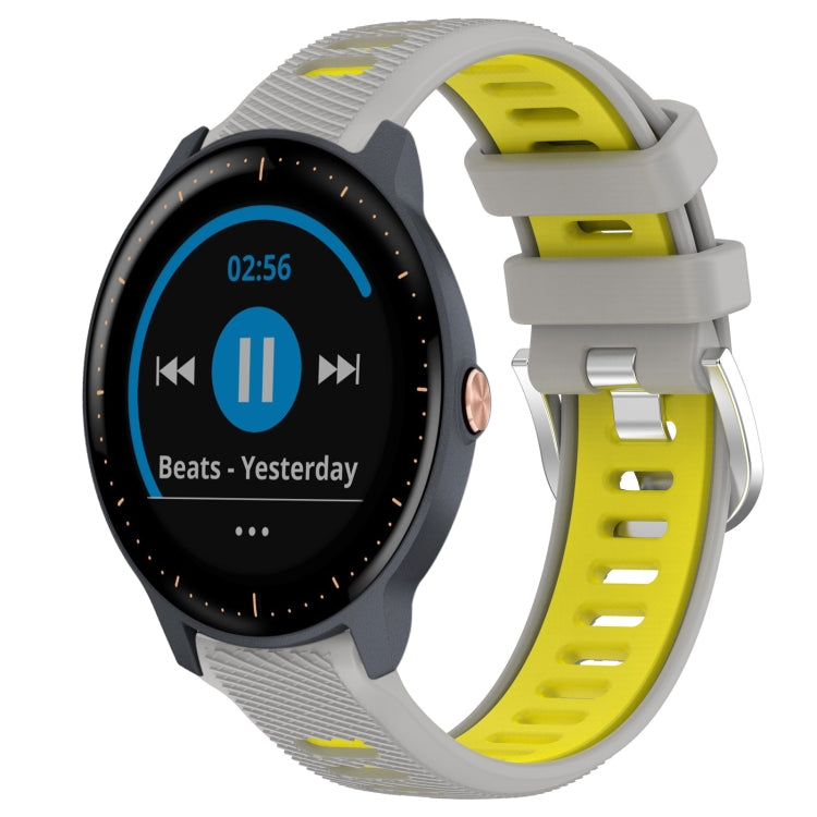 For Garmin Vivoactive3 Music 20mm Sports Two-Color Steel Buckle Silicone Watch Band(Grey+Yellow) -  by PMC TechLife | Online Shopping South Africa | PMC TechLife
