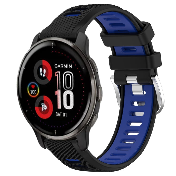 For Garmin Venu 2 Plus 20mm Sports Two-Color Steel Buckle Silicone Watch Band(Black+Blue) -  by PMC TechLife | Online Shopping South Africa | PMC TechLife