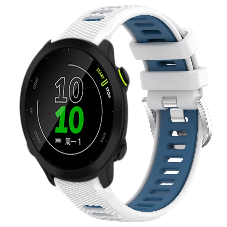 For Garmin Forerunner 158 20mm Sports Two-Color Steel Buckle Silicone Watch Band(White+Blue) -  by PMC TechLife | Online Shopping South Africa | PMC TechLife