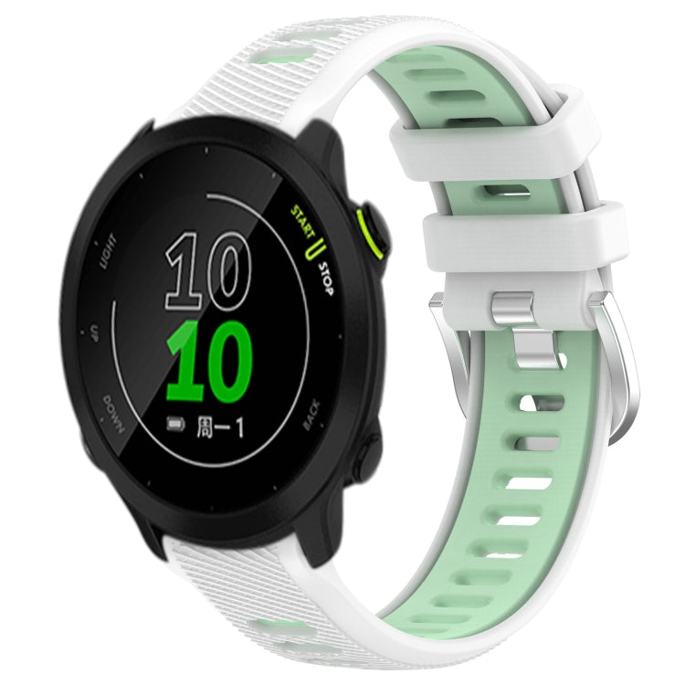 For Garmin Forerunner 158 20mm Sports Two-Color Steel Buckle Silicone Watch Band(White+Teal) - Smart Wear by PMC TechLife | Online Shopping South Africa | PMC TechLife