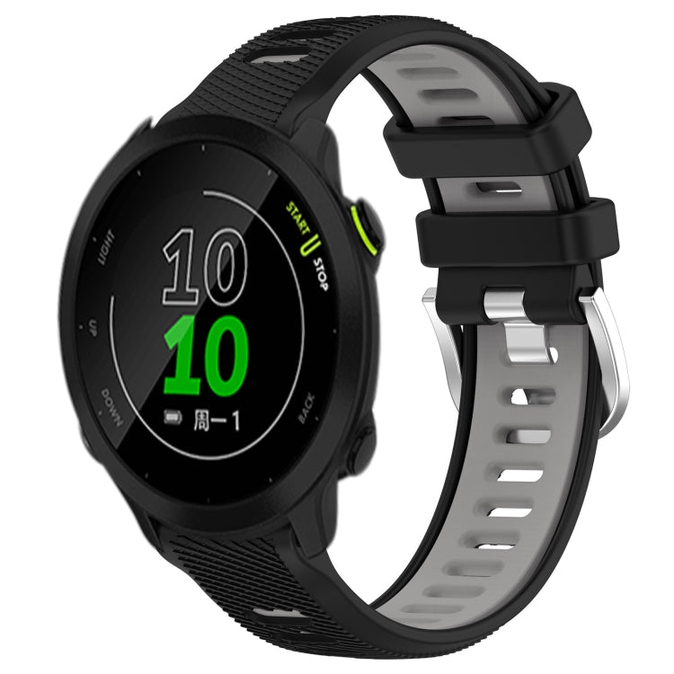 For Garmin Forerunner 158 20mm Sports Two-Color Steel Buckle Silicone Watch Band(Black+Grey) - Smart Wear by PMC TechLife | Online Shopping South Africa | PMC TechLife