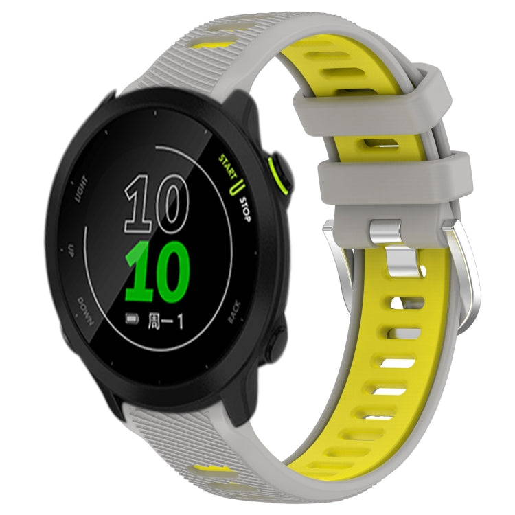 For Garmin Forerunner 158 20mm Sports Two-Color Steel Buckle Silicone Watch Band(Grey+Yellow) - Smart Wear by PMC TechLife | Online Shopping South Africa | PMC TechLife