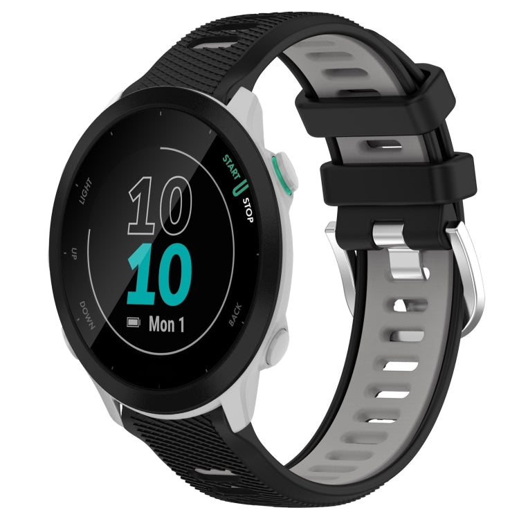 For Garmin Forerunner 55 20mm Sports Two-Color Steel Buckle Silicone Watch Band(Black+Grey) - Smart Wear by PMC TechLife | Online Shopping South Africa | PMC TechLife