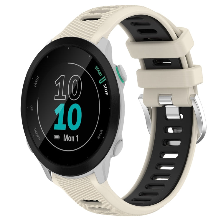 For Garmin Forerunner 55 20mm Sports Two-Color Steel Buckle Silicone Watch Band(Starlight+Black) - Smart Wear by PMC TechLife | Online Shopping South Africa | PMC TechLife