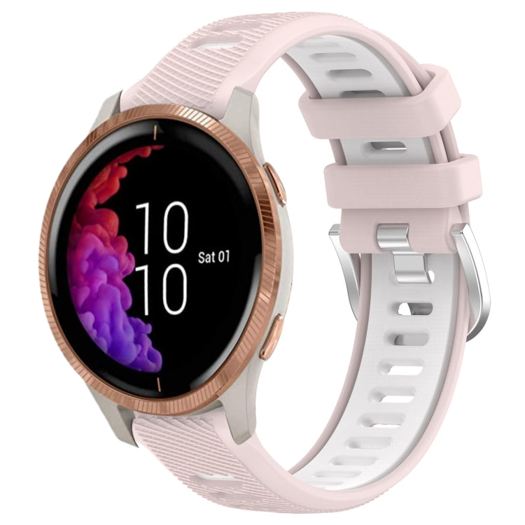 For Garmin Venu 20mm Sports Two-Color Steel Buckle Silicone Watch Band(Pink+White) -  by PMC TechLife | Online Shopping South Africa | PMC TechLife