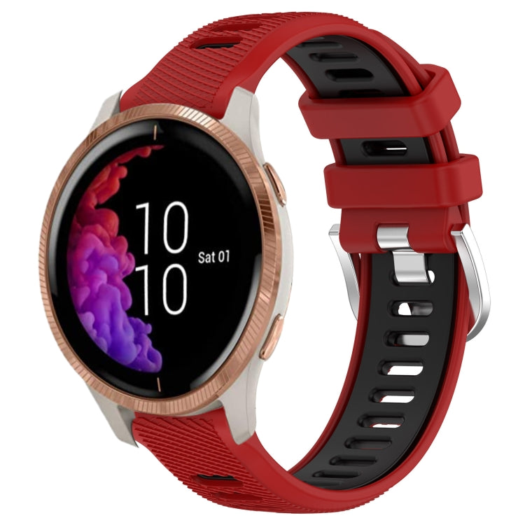 For Garmin Venu 20mm Sports Two-Color Steel Buckle Silicone Watch Band(Red+Black) - Smart Wear by PMC TechLife | Online Shopping South Africa | PMC TechLife