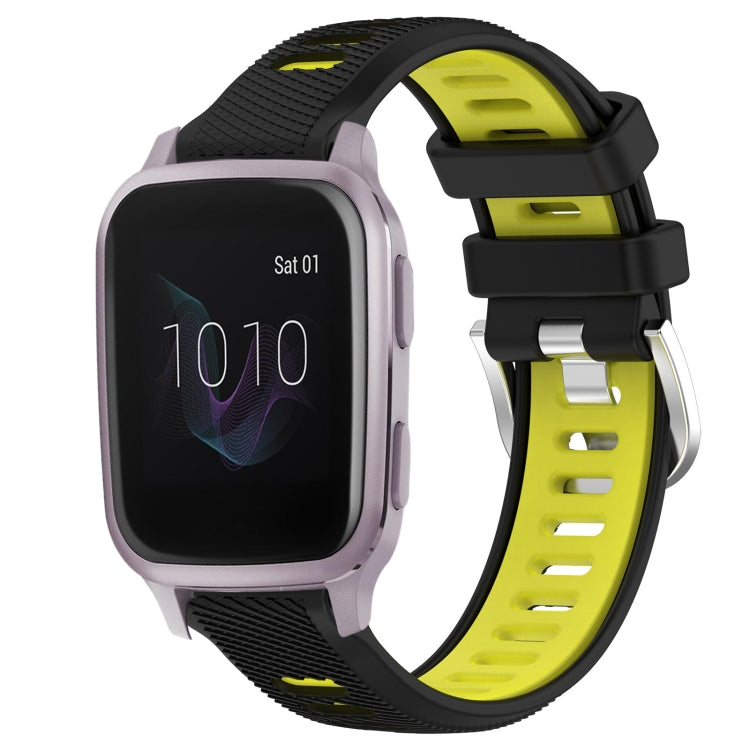 For Garmin Venu SQ 20mm Sports Two-Color Steel Buckle Silicone Watch Band(Black+Lime Green) -  by PMC TechLife | Online Shopping South Africa | PMC TechLife