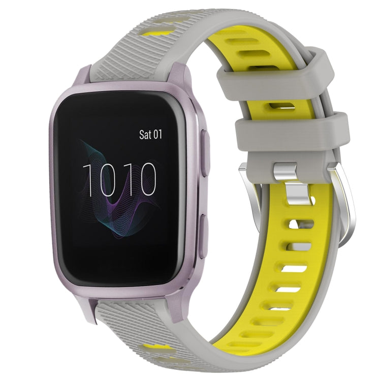 For Garmin Venu SQ 20mm Sports Two-Color Steel Buckle Silicone Watch Band(Grey+Yellow) - Smart Wear by PMC TechLife | Online Shopping South Africa | PMC TechLife