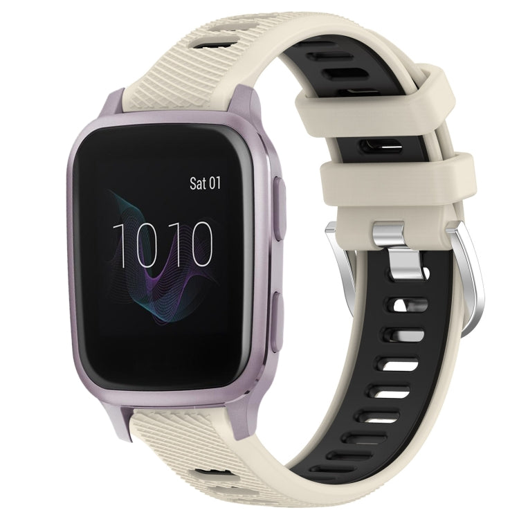 For Garmin Venu SQ 20mm Sports Two-Color Steel Buckle Silicone Watch Band(Starlight+Black) - Smart Wear by PMC TechLife | Online Shopping South Africa | PMC TechLife