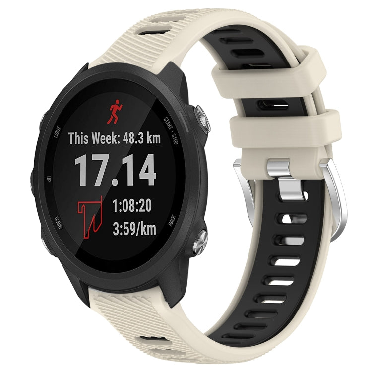 For Garmin Forerunner 245 20mm Sports Two-Color Steel Buckle Silicone Watch Band(Starlight+Black) - Smart Wear by PMC TechLife | Online Shopping South Africa | PMC TechLife