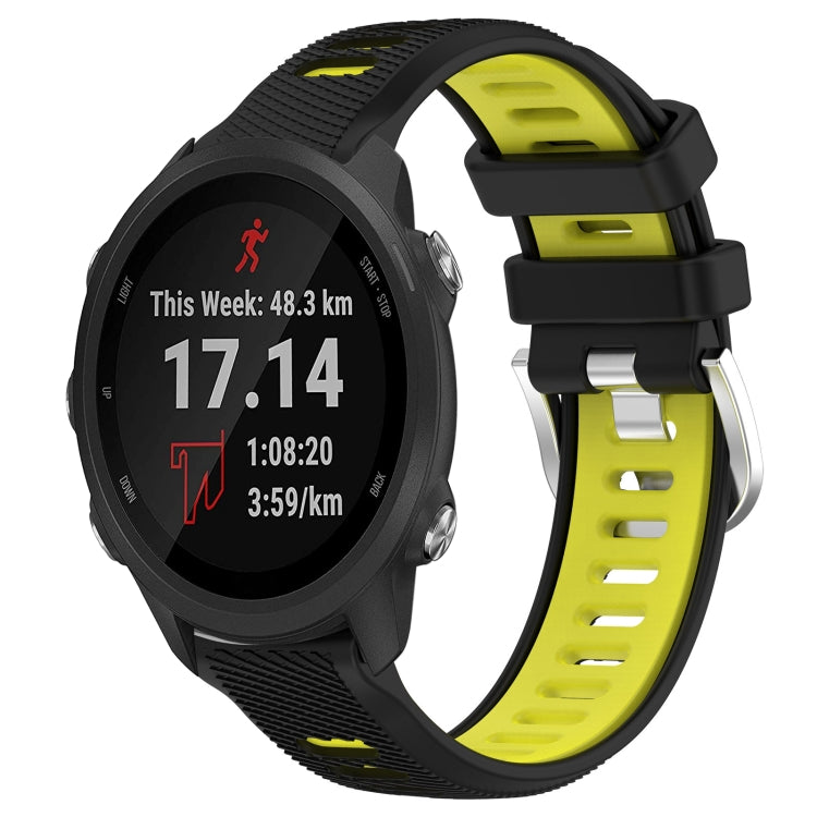 For Garmin Forerunner 245 Music 20mm Sports Two-Color Steel Buckle Silicone Watch Band(Black+Lime Green) -  by PMC TechLife | Online Shopping South Africa | PMC TechLife