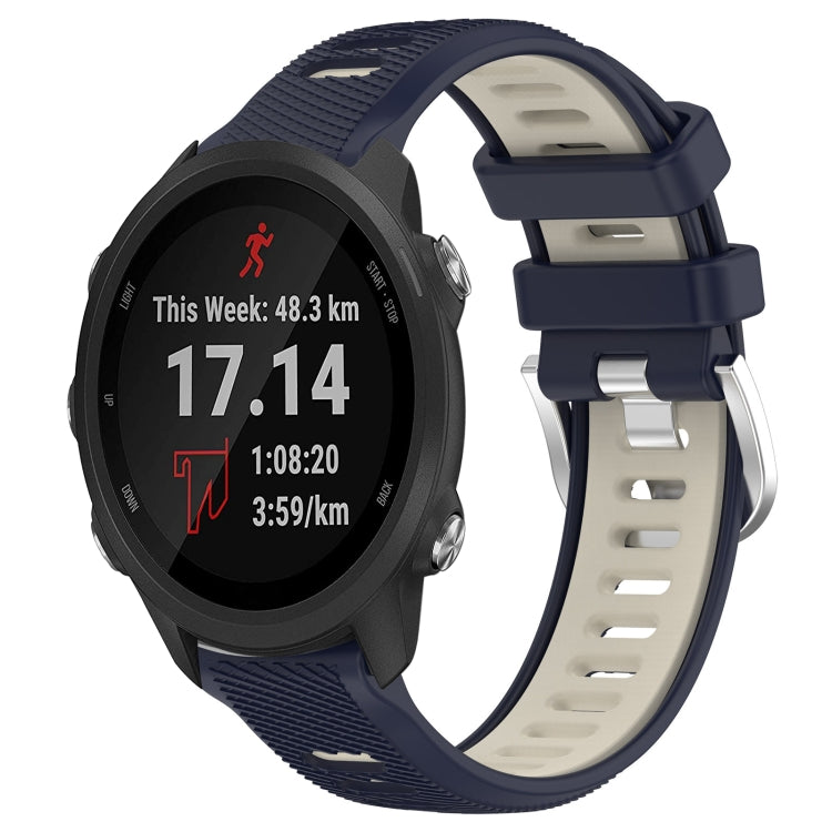 For Garmin Forerunner 245 Music 20mm Sports Two-Color Steel Buckle Silicone Watch Band(Midnight Blue+Starlight) - Smart Wear by PMC TechLife | Online Shopping South Africa | PMC TechLife