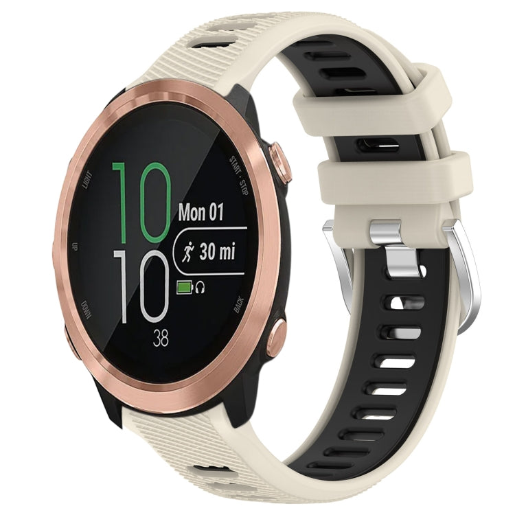 For Garmin Forerunner 645 20mm Sports Two-Color Steel Buckle Silicone Watch Band(Starlight+Black) - Smart Wear by PMC TechLife | Online Shopping South Africa | PMC TechLife