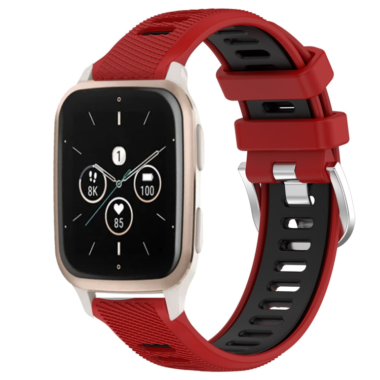 For Garmin Forerunner Sq2 Music 20mm Sports Two-Color Steel Buckle Silicone Watch Band(Red+Black) - Smart Wear by PMC TechLife | Online Shopping South Africa | PMC TechLife