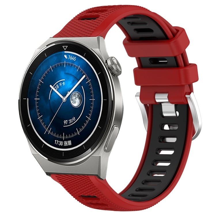 For Huawei Watch GT3 Pro 43mm 20mm Sports Two-Color Steel Buckle Silicone Watch Band(Red+Black) - Smart Wear by PMC TechLife | Online Shopping South Africa | PMC TechLife