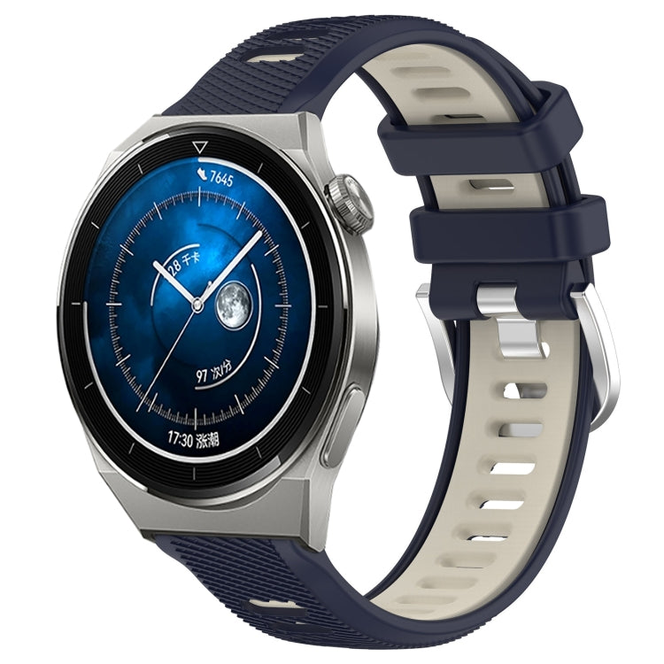 For Huawei Watch GT3 Pro 43mm 20mm Sports Two-Color Steel Buckle Silicone Watch Band(Midnight Blue+Starlight) - Smart Wear by PMC TechLife | Online Shopping South Africa | PMC TechLife