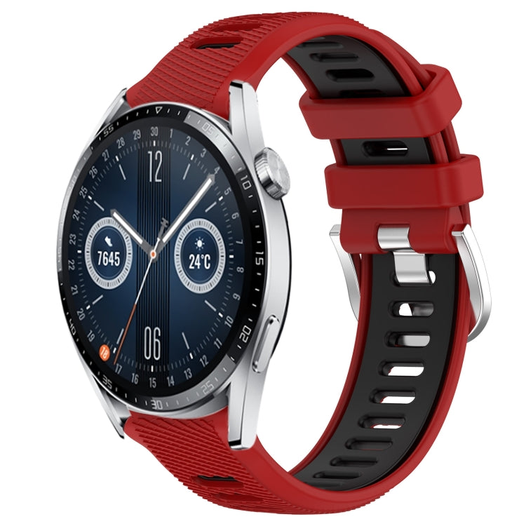 For Huawei Watch GT3 42mm 20mm Sports Two-Color Steel Buckle Silicone Watch Band(Red+Black) - Smart Wear by PMC TechLife | Online Shopping South Africa | PMC TechLife