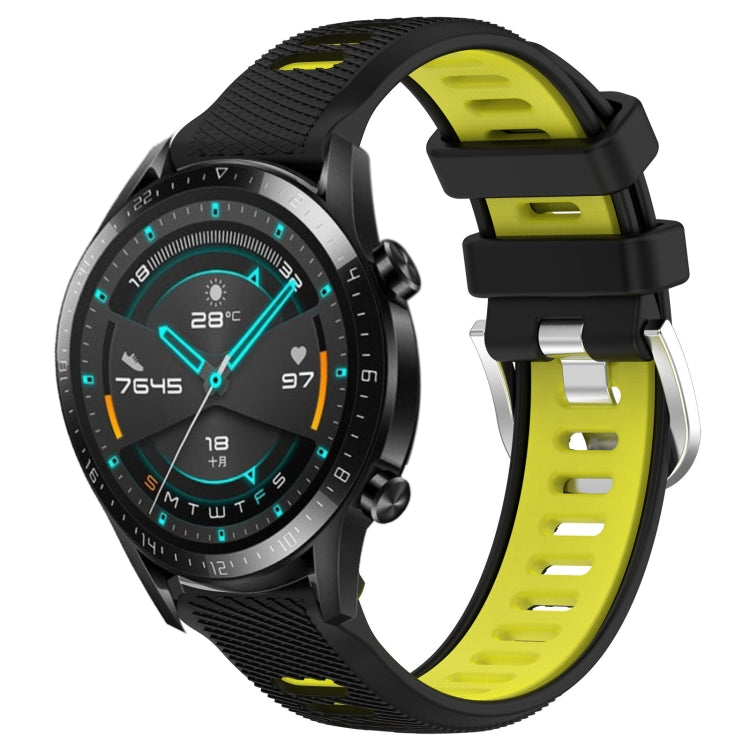 For Huawei Watch GT2 42mm 20mm Sports Two-Color Steel Buckle Silicone Watch Band(Black+Lime Green) -  by PMC TechLife | Online Shopping South Africa | PMC TechLife