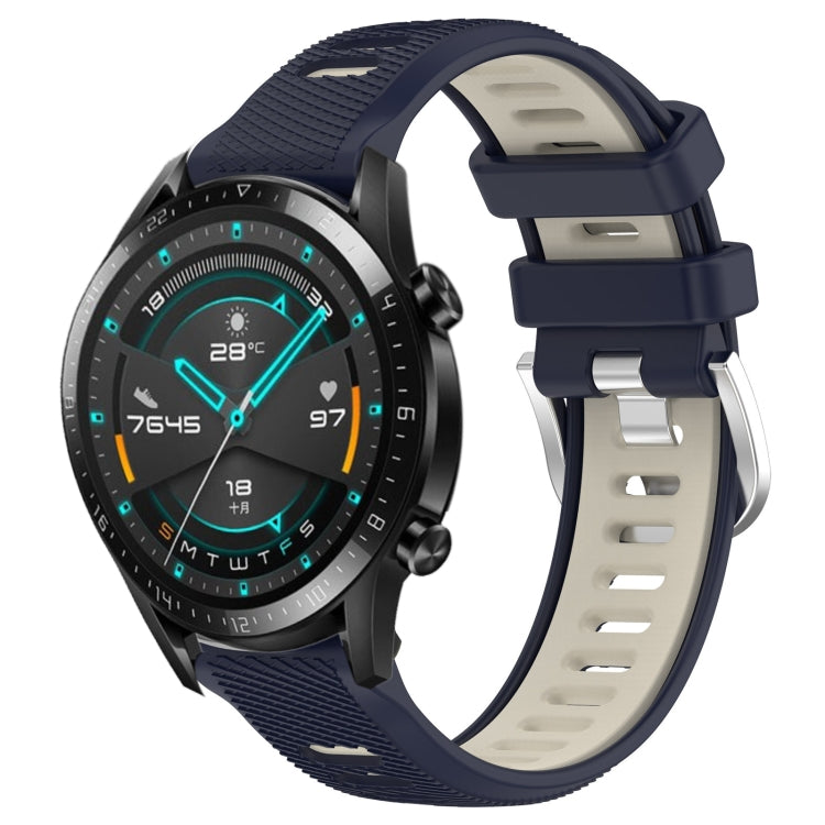 For Huawei Watch GT2 42mm 20mm Sports Two-Color Steel Buckle Silicone Watch Band(Midnight Blue+Starlight) - Smart Wear by PMC TechLife | Online Shopping South Africa | PMC TechLife