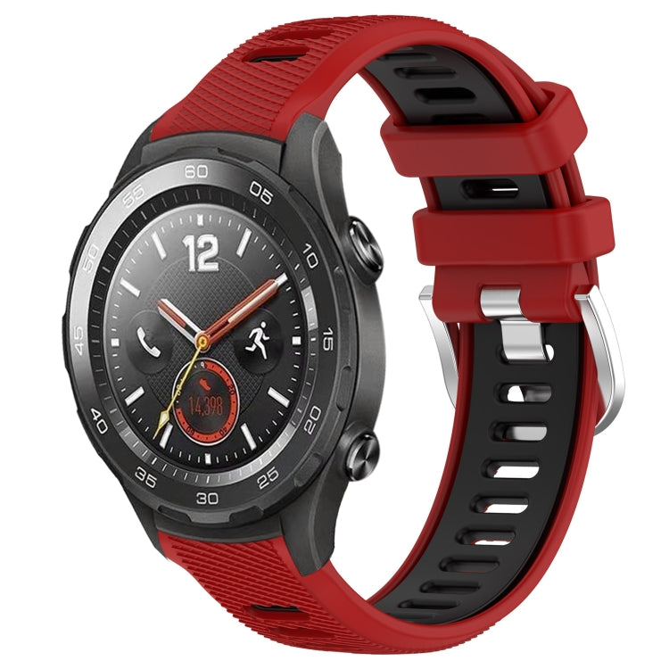 For Huawei Watch 2 20mm Sports Two-Color Steel Buckle Silicone Watch Band(Red+Black) -  by PMC TechLife | Online Shopping South Africa | PMC TechLife