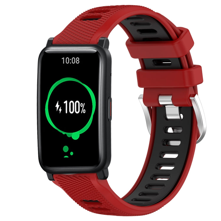 For Honor Watch ES 20mm Sports Two-Color Steel Buckle Silicone Watch Band(Red+Black) -  by PMC TechLife | Online Shopping South Africa | PMC TechLife