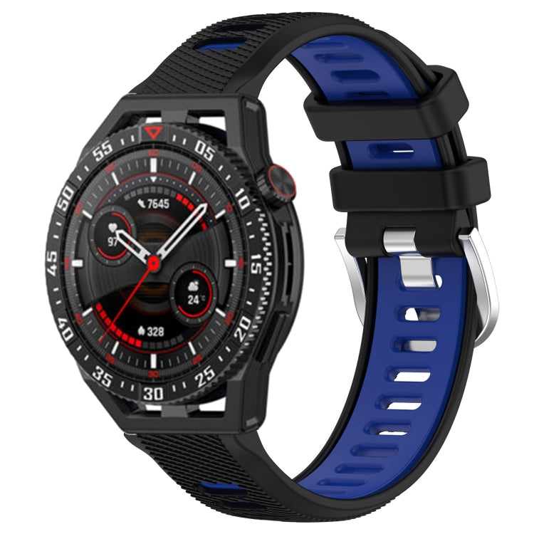 For Huawei Watch GT3 SE 22mm Sports Two-Color Steel Buckle Silicone Watch Band(Black+Blue) - Smart Wear by PMC TechLife | Online Shopping South Africa | PMC TechLife