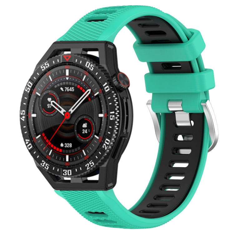 For Huawei Watch GT3 SE 22mm Sports Two-Color Steel Buckle Silicone Watch Band(Lake Blue+Black) - Smart Wear by PMC TechLife | Online Shopping South Africa | PMC TechLife