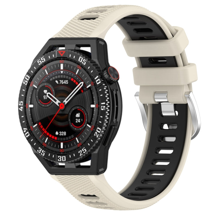 For Huawei Watch GT3 SE 22mm Sports Two-Color Steel Buckle Silicone Watch Band(Starlight+Black) -  by PMC TechLife | Online Shopping South Africa | PMC TechLife