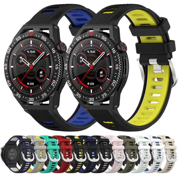 For Huawei Watch Buds 22mm Sports Two-Color Steel Buckle Silicone Watch Band(Red+Black) - Smart Wear by PMC TechLife | Online Shopping South Africa | PMC TechLife
