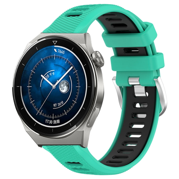 For Huawei Watch GT3 Pro 46mm 22mm Sports Two-Color Steel Buckle Silicone Watch Band(Lake Blue+Black) - Smart Wear by PMC TechLife | Online Shopping South Africa | PMC TechLife
