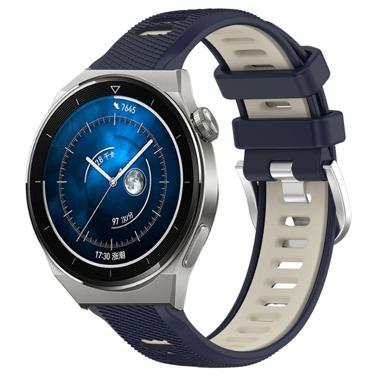 For Huawei Watch GT3 Pro 46mm 22mm Sports Two-Color Steel Buckle Silicone Watch Band(Midnight Blue+Starlight) - Smart Wear by PMC TechLife | Online Shopping South Africa | PMC TechLife