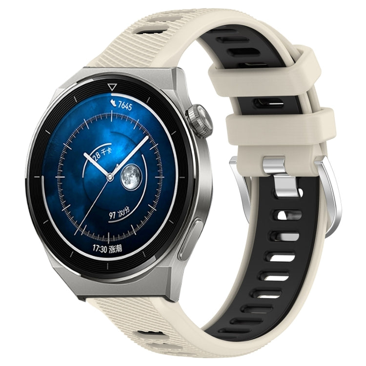For Huawei Watch GT3 Pro 46mm 22mm Sports Two-Color Steel Buckle Silicone Watch Band(Starlight+Black) - Smart Wear by PMC TechLife | Online Shopping South Africa | PMC TechLife