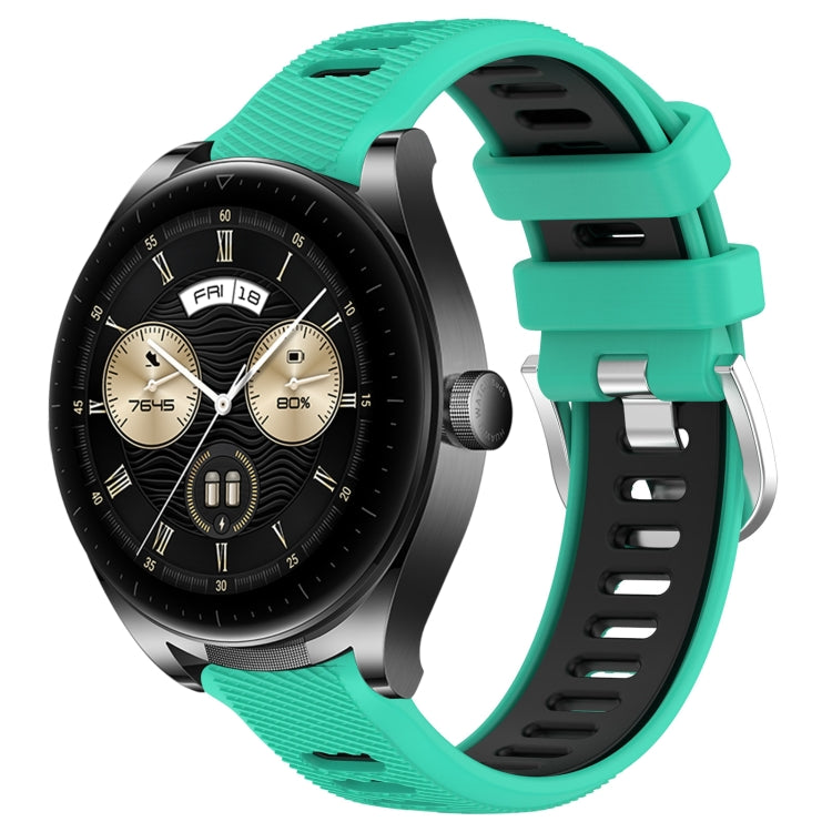 For Huawei Watch Buds 22mm Sports Two-Color Steel Buckle Silicone Watch Band(Lake Blue+Black) - Smart Wear by PMC TechLife | Online Shopping South Africa | PMC TechLife